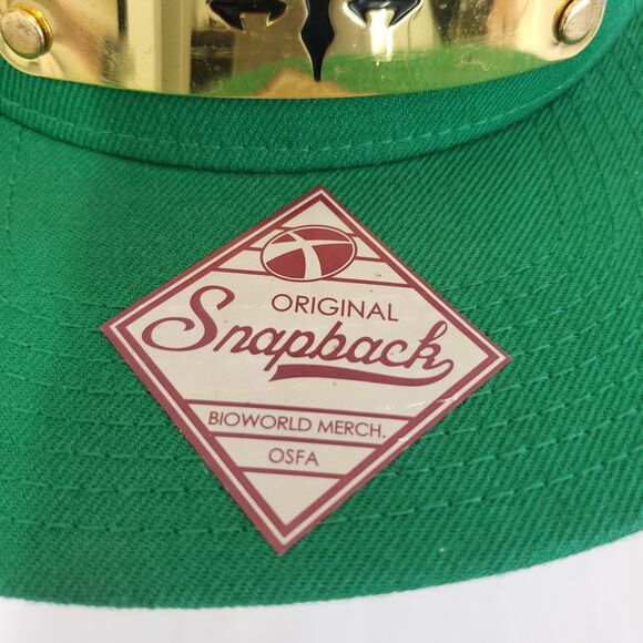 THE LEGEND OF ZELDA SNAPBACK HAT Green&Gold triforce logo FlatBill Link WOOL Men - Picture 3 of 10